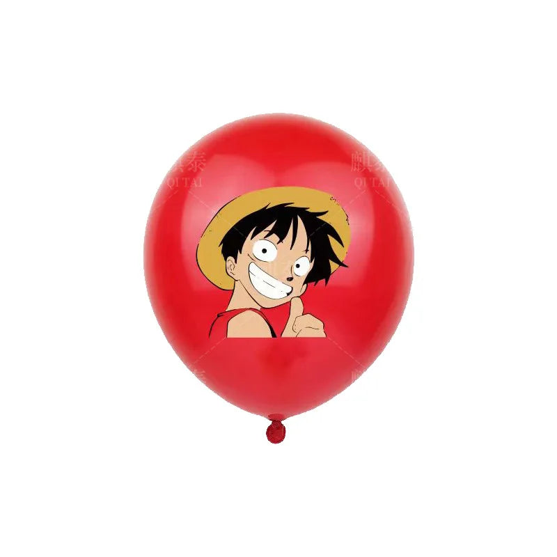18Pcs Anime Themed Latex Balloons for Birthday Party Decorations - Luffy Character 12 Inch