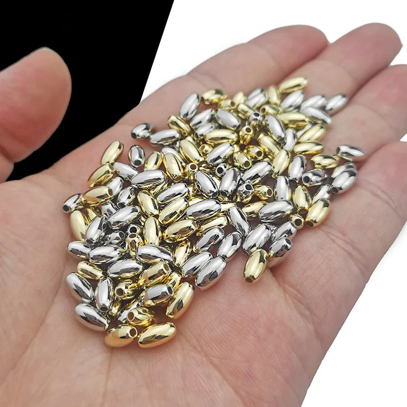 Gold Silver Plated Oval Spacer Beads 3x6mm Jewelry Making Supplies 200pcs