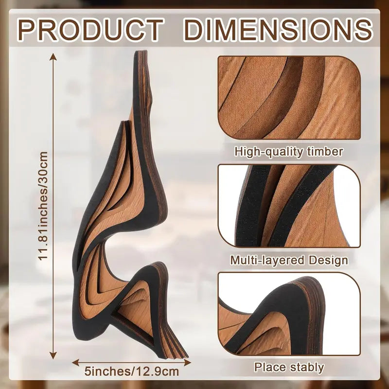 Minimalist Wooden Sculpture Figurine - Irregular Shape Home Decor