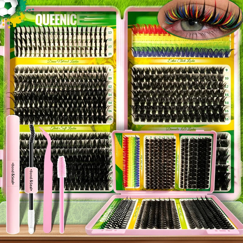 Colorful Eyelash Extension Clusters - Spiky Volume Lash Sets, 60D-150D Mix