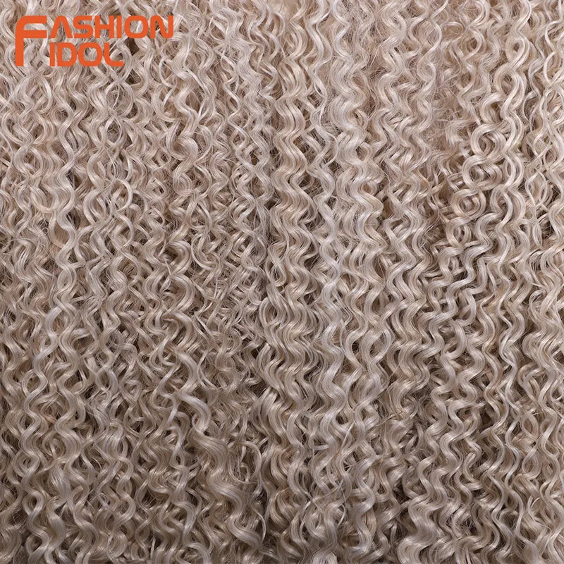 Kinky Curly Synthetic Hair Extensions Bundles - Ombre Blonde, 20-24 Inch, High Temp Fiber, 6 Pack