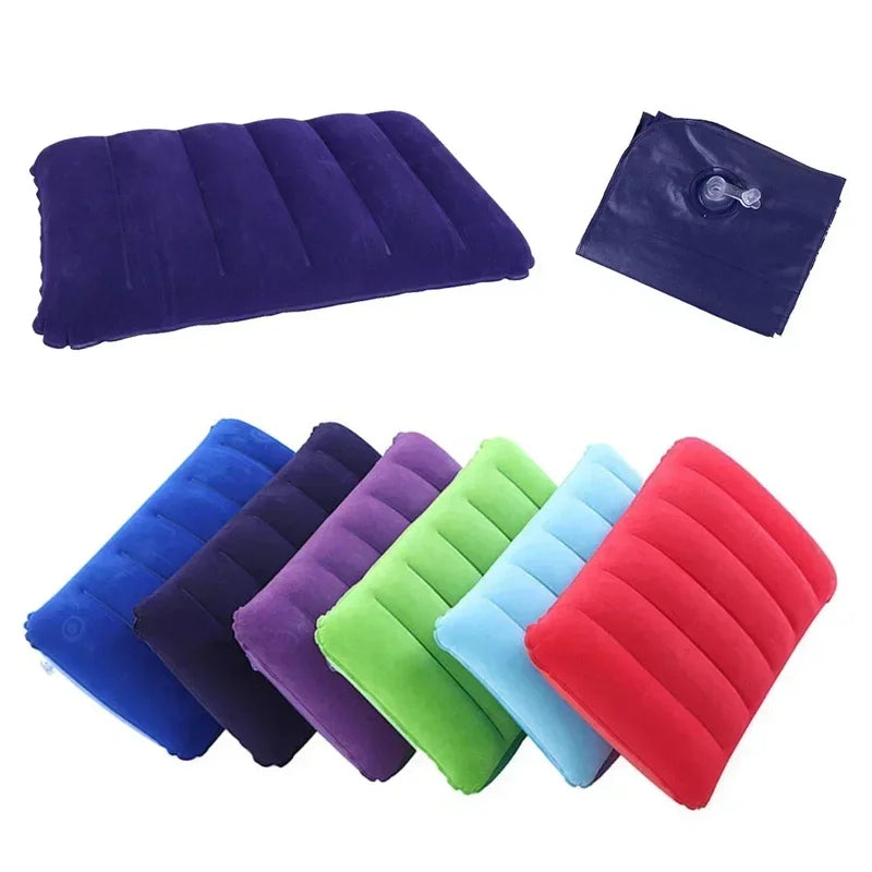 Inflatable Air Cushion Pillow for Camping Travel and Outdoor Use - Folding Square Head Rest