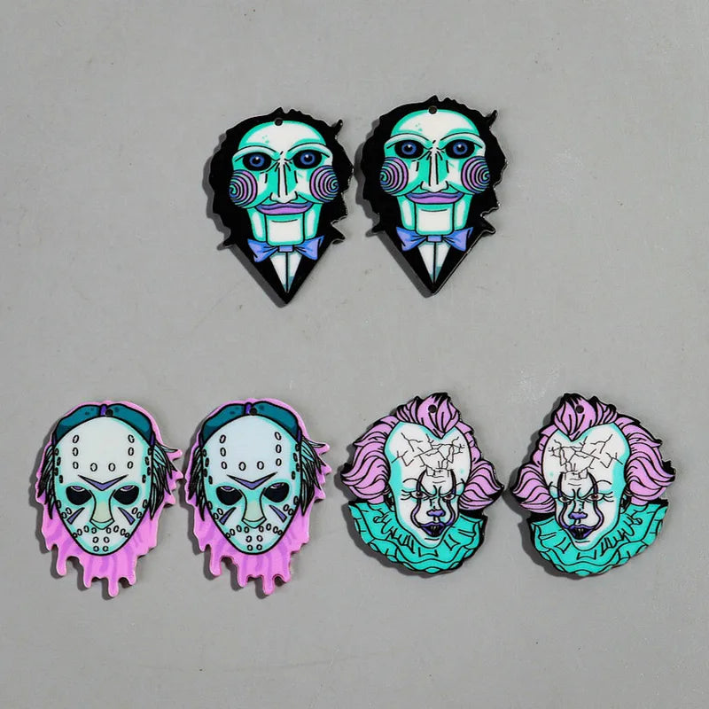 Halloween Skull Charm Pendant 10pcs Acrylic Jewelry Accessory DIY Keychain