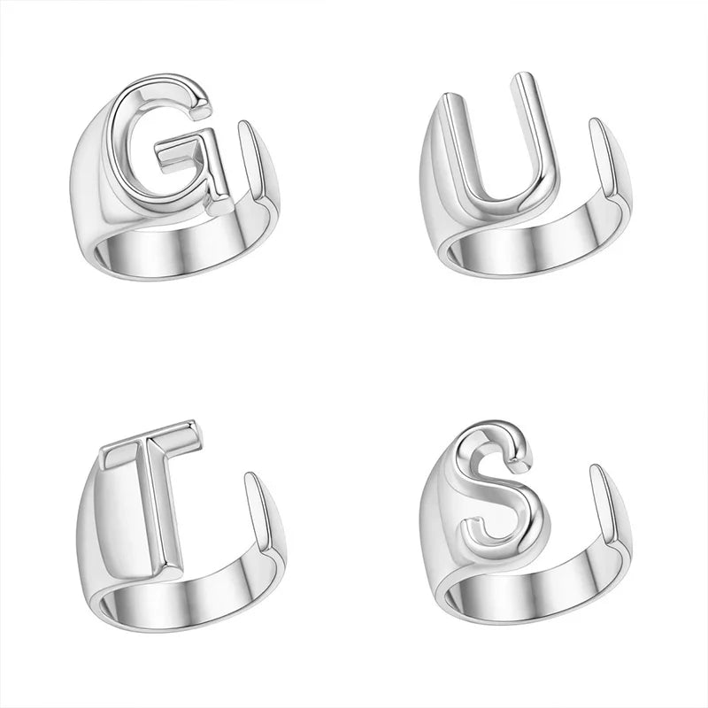 4pcs Letter Rings GUTS Punk Style Adjustable Jewelry for Women Men