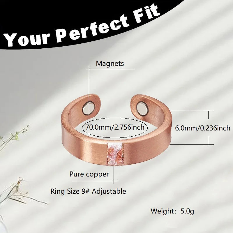 Magnetic Copper Ring for Women Adjustable Fit Valentine's & Mother's Day Jewelry