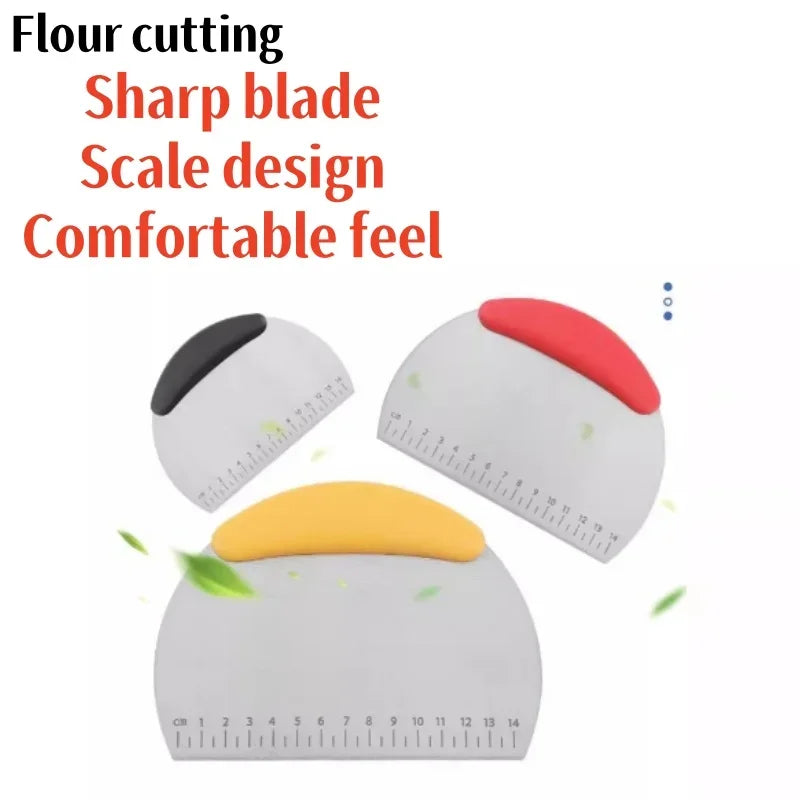 Stainless Steel Dough Scraper and Pizza Chopper with Ergonomic Handle - Multi-Color Kitchen Baking Tool