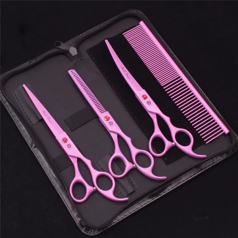 Pet Grooming Scissors Set Japanese Steel 7 Inch Hair Thinning & Cutting Shears