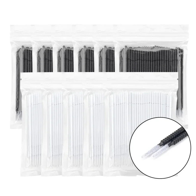 Disposable Spiral Mascara Brush Applicators Set - Microbrush Eyelash Extension Tools