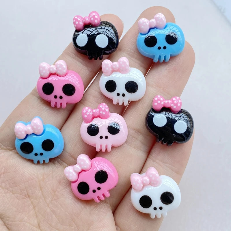 10Pcs Cute Resin Skull Flat Back Craft Embellishments for Scrapbooking Jewelry DIY