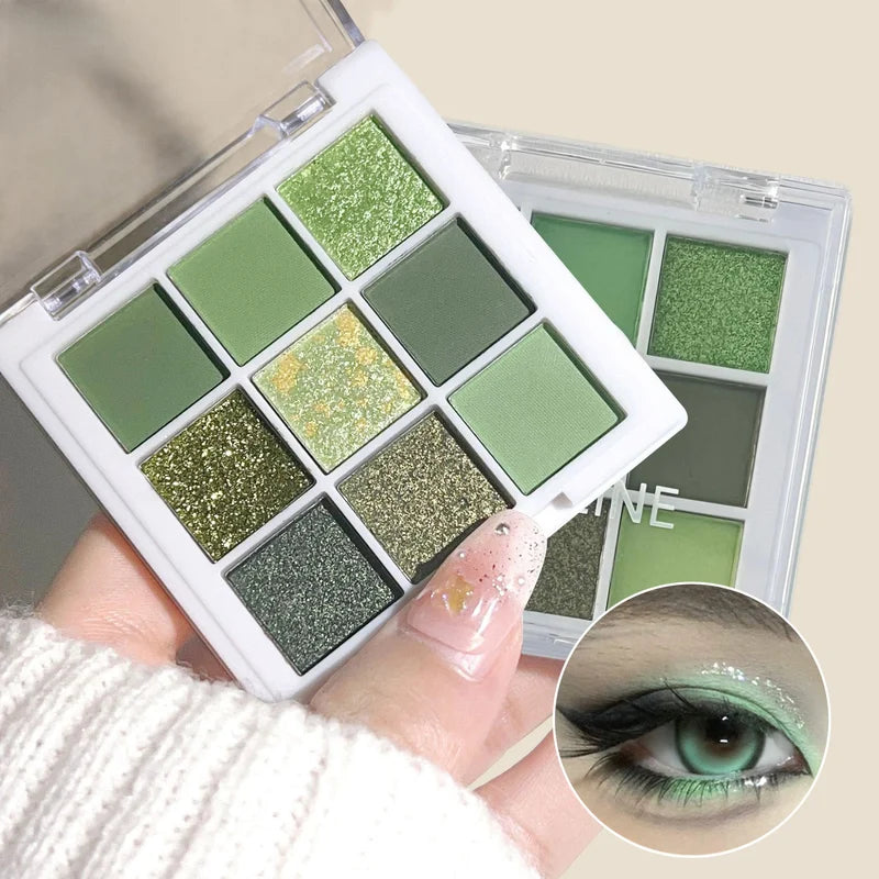9-Color Glitter Eyeshadow Palette Waterproof Shimmer & Matte Eye Makeup