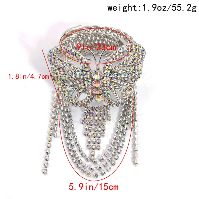 Fashion Adjustable Crystal Tassel Arm Chain Rhinestone Upper Arm Bracelet Party Jewelry