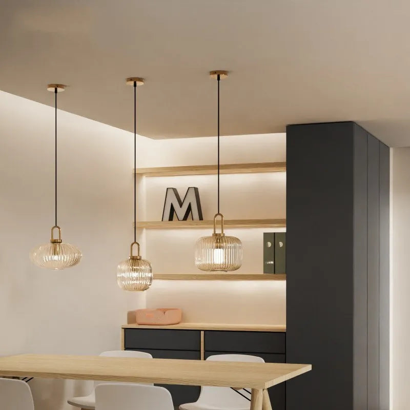 Minimalist Glass Pendant Light for Kitchen & Dining Room - Modern LED Hanging Lamp