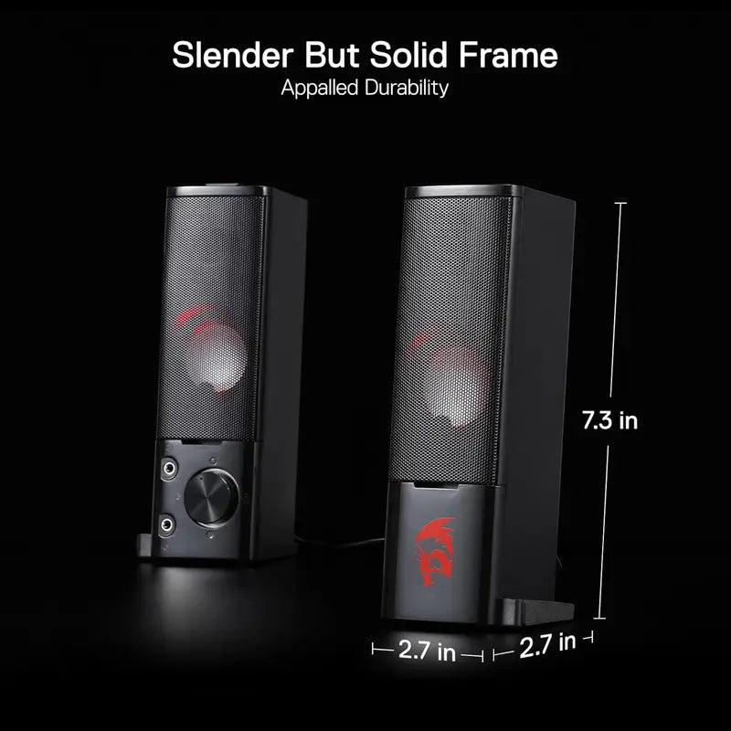 Redragon GS550 PC Gaming Speakers 2.0 Channel Sound Bar with Bass & Red Backlit