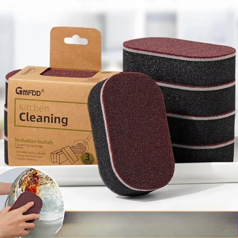 Double-Sided Magic Sponge Stain Remover for Pots and Pans - Rust & Dirt Cleaner Brush