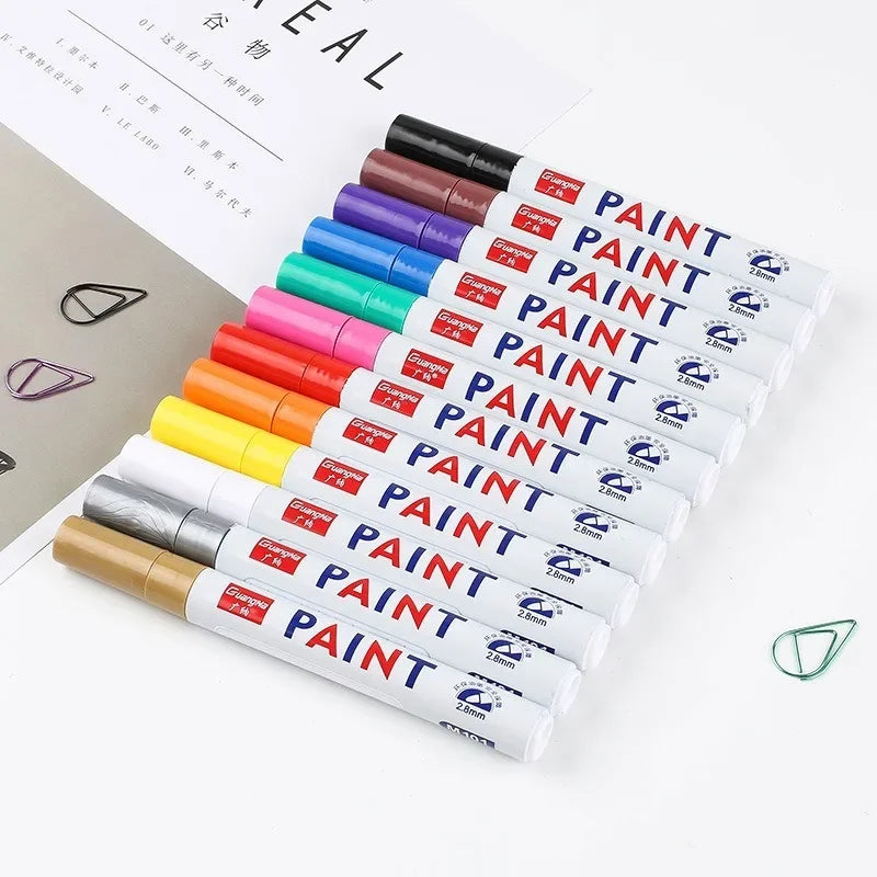 White Paint Marker Pens - Waterproof, Oily, Large Capacity, Multiple Tip Sizes