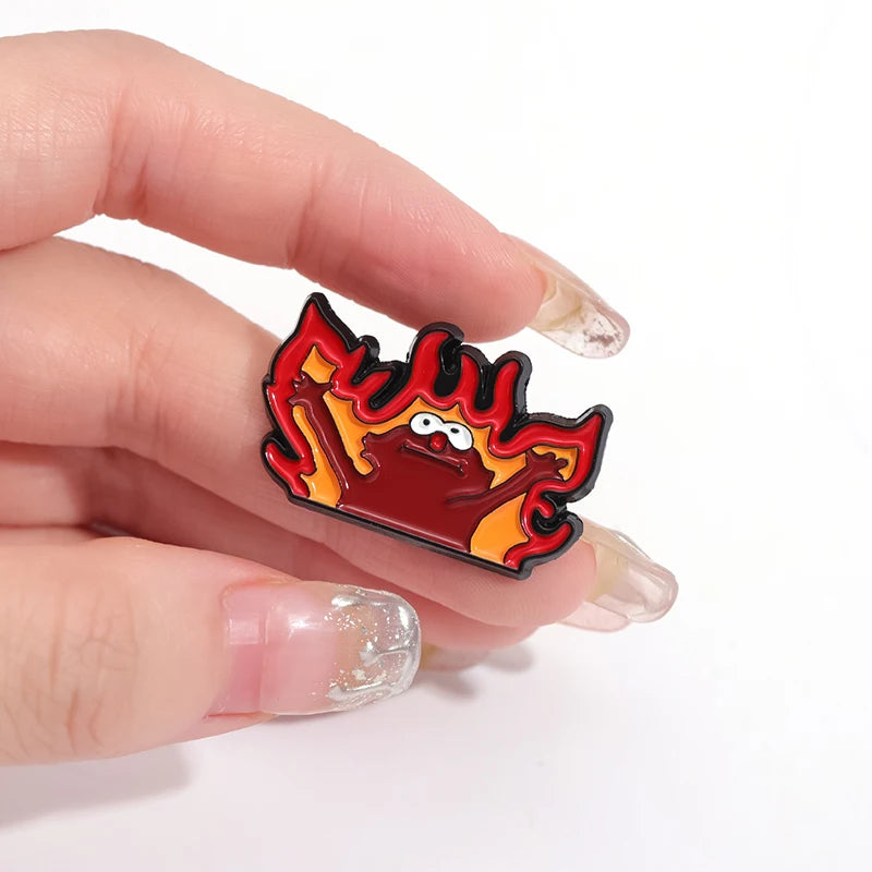 Cute Cartoon Enamel Pins - Fire Helllmo Brooches for Kids & Friends