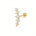 Stainless Steel Cartilage Earrings Set - Helix Hoop Studs with Opal & Shiny CZ