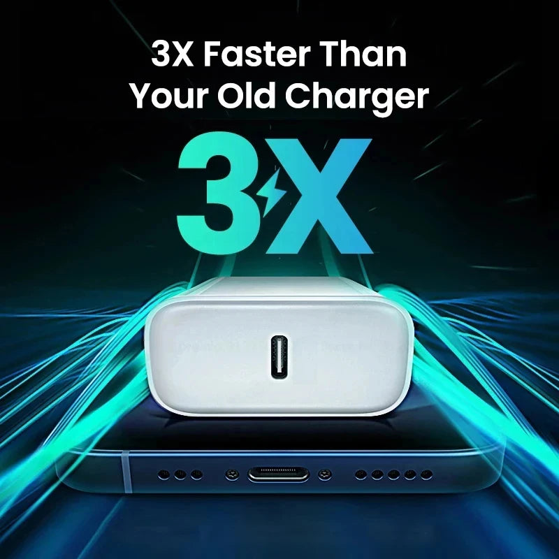 40W USB-C PD Charger Fast Charging Cable for iPhone & Smartphone