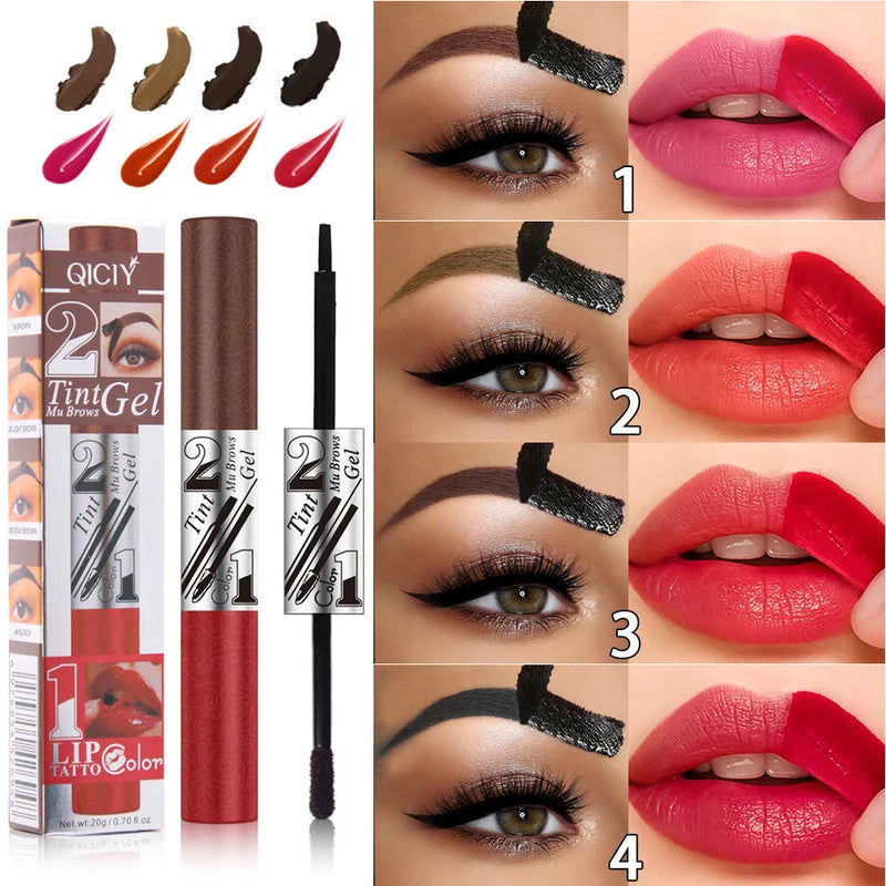 Dual-Ended Peel Off Eyebrow & Lip Tattoo Tint - Waterproof Long Lasting Makeup