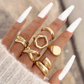Women’s Gold Irregular Intersect Ring Set - 6 Piece Party Jewelry
