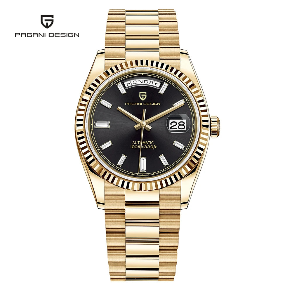 Luxury Automatic Men's Watch with Rose Gold Finish, Ceramic Dial & Sapphire Crystal