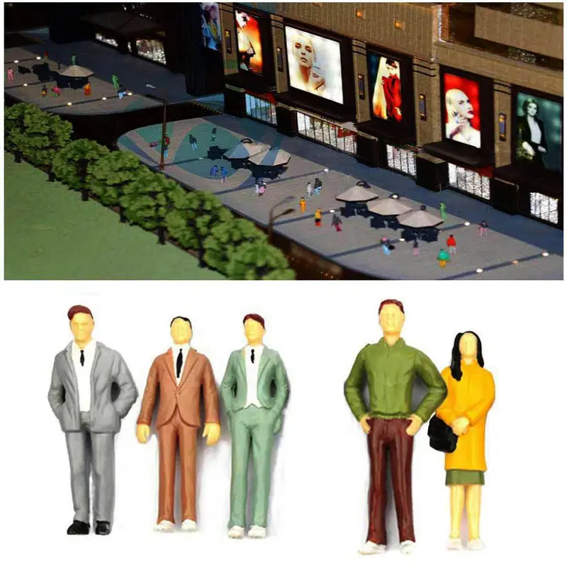 100Pcs Scale Model People Figures for Train Layouts - Painted Passengers in Various Poses