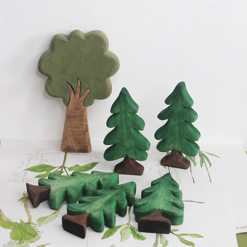 Wooden Christmas Tree Decor Mini Pine Ornaments for Home & Office - 1/5pcs