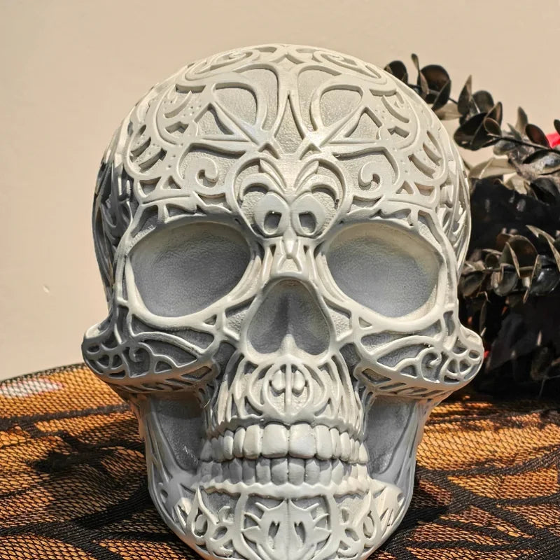 Halloween Skull Head Home Decor Resin Skull Figurine for Bedroom Living Room Entryway