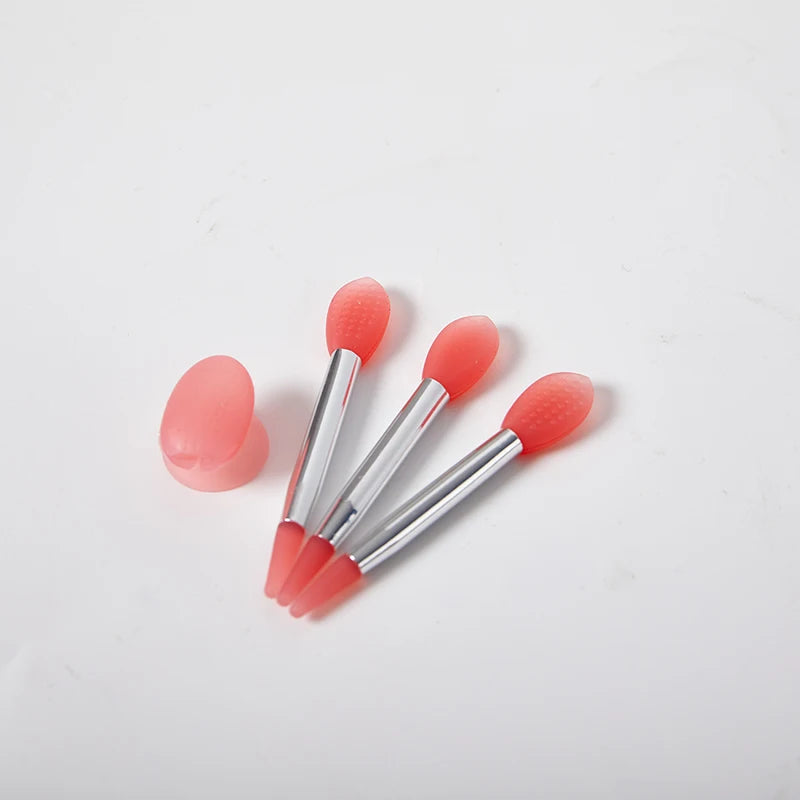Silicone Lip Balm & Lipstick Brush Set with Dust Cover – 3 Pieces