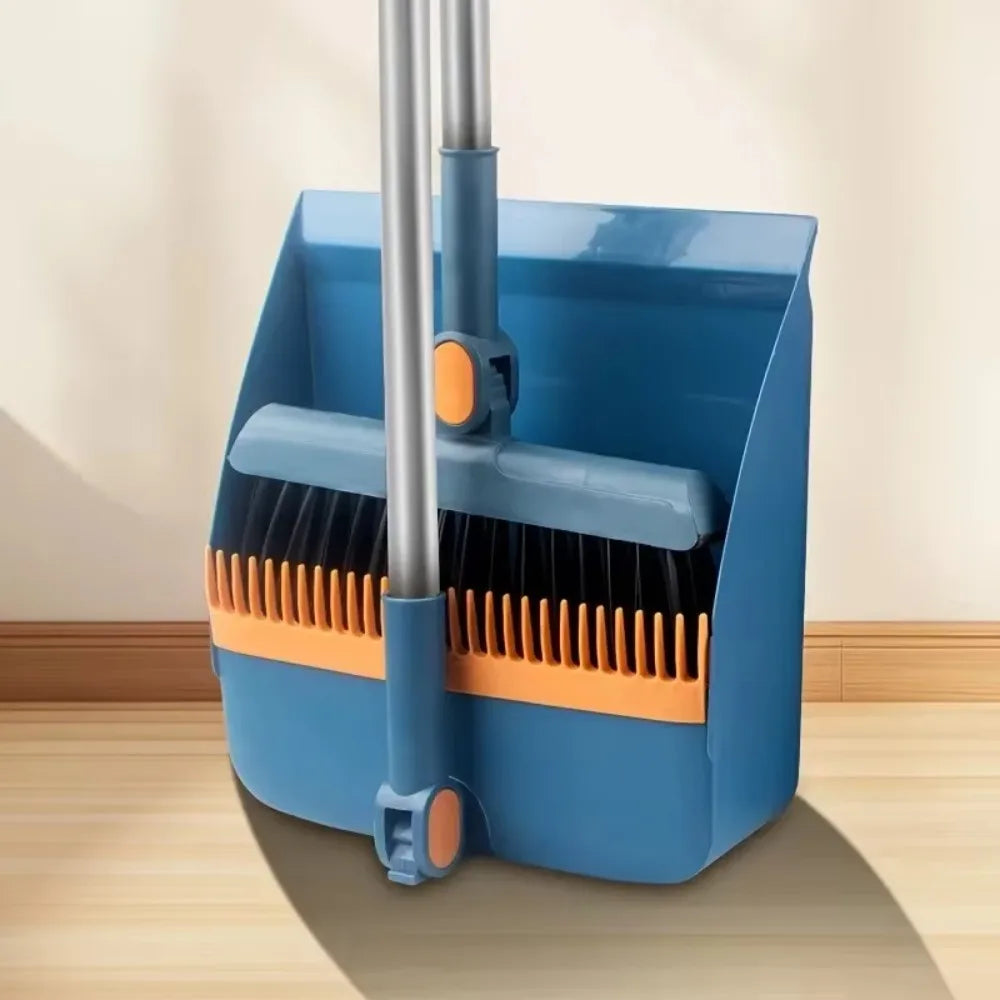 3-in-1 Magnetic Broom Dustpan Set with Rotatable Folding Design for Home Cleaning