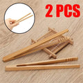 18cm Bamboo Wood Tongs for Food, Toast, Salad, Bacon & Ice Tea Clips