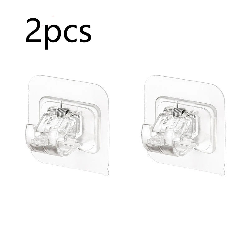 Self Adhesive Hooks for Shower Curtain Rods - Punch-Free Household Organizer