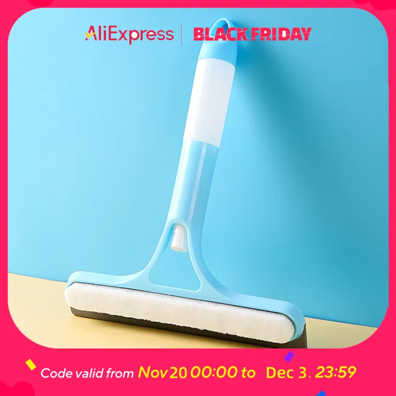 3-in-1 Window Cleaning Tool with Spray, Squeegee & Scrubber, No-Drip Design