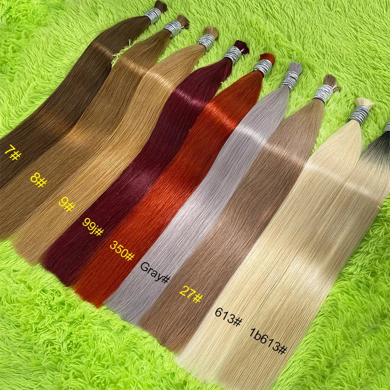 Human Hair Bulk No Weft Virgin Remy Straight Hair Extensions for Braiding Wholesale