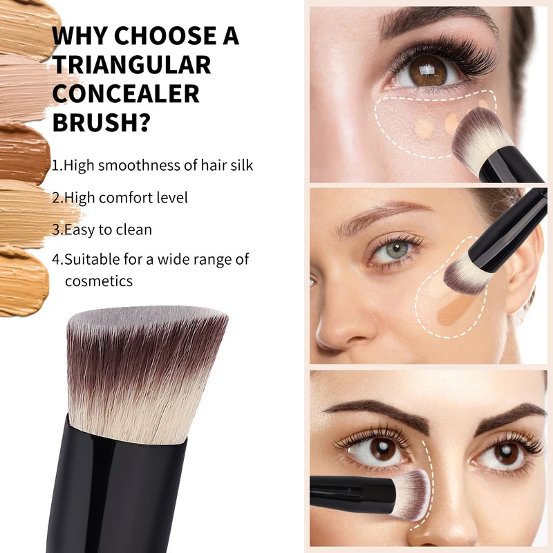 2Pcs Makeup Brush Set for Foundation, Concealer & Contouring - Synthetic Hair