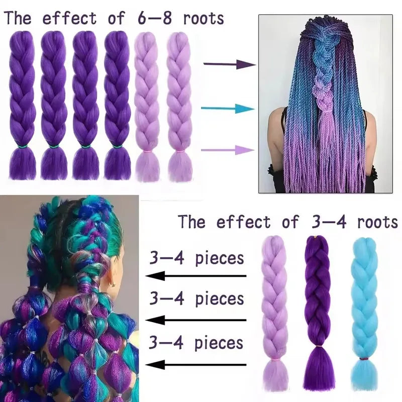 Synthetic 24-inch Long Purple Braiding Hair Extensions for Braids & Cosplay