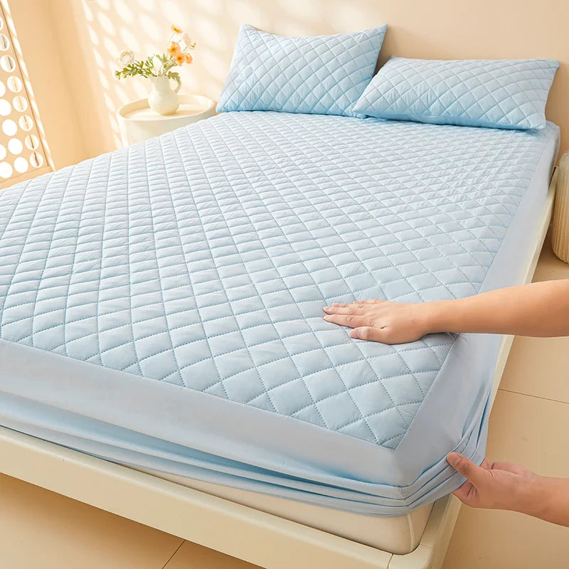 Waterproof Fitted Mattress Protector - Quilted, Machine Washable Single Double Bed Cover