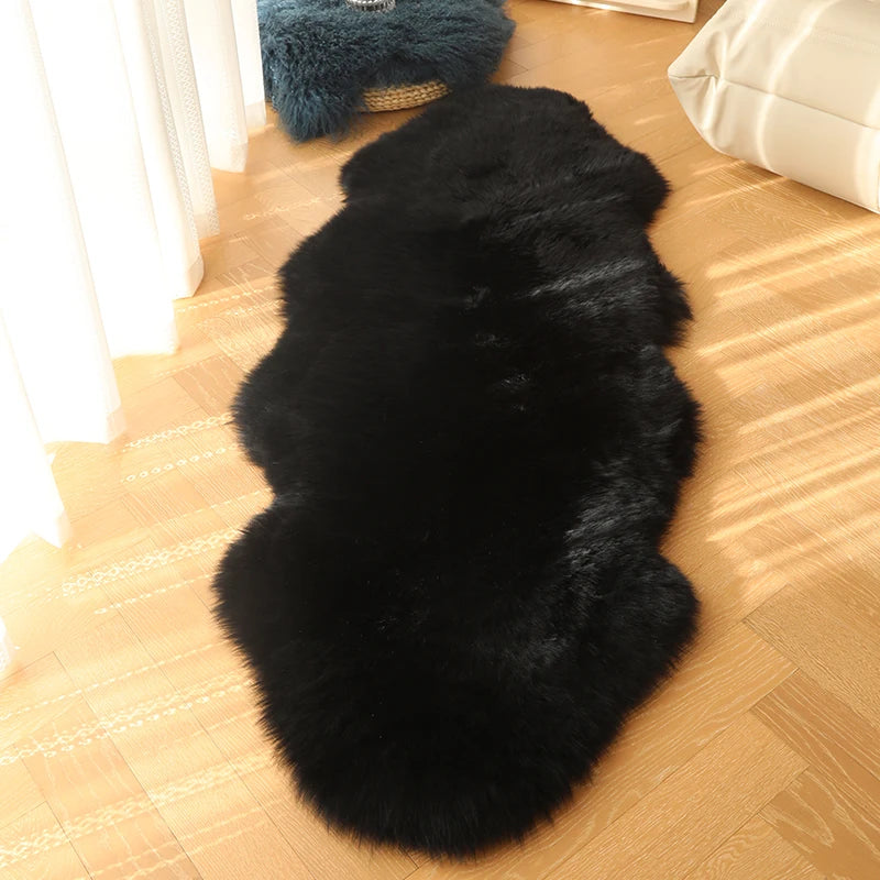 Fluffy Faux Fur Rug for Bedroom & Home Decor - Soft Plush Bedside Carpet