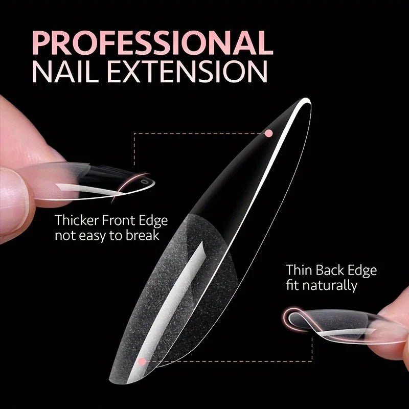 120Pcs Full Cover Nail Tips Set - Stiletto Almond Square Coffin Fake Gel Extensions