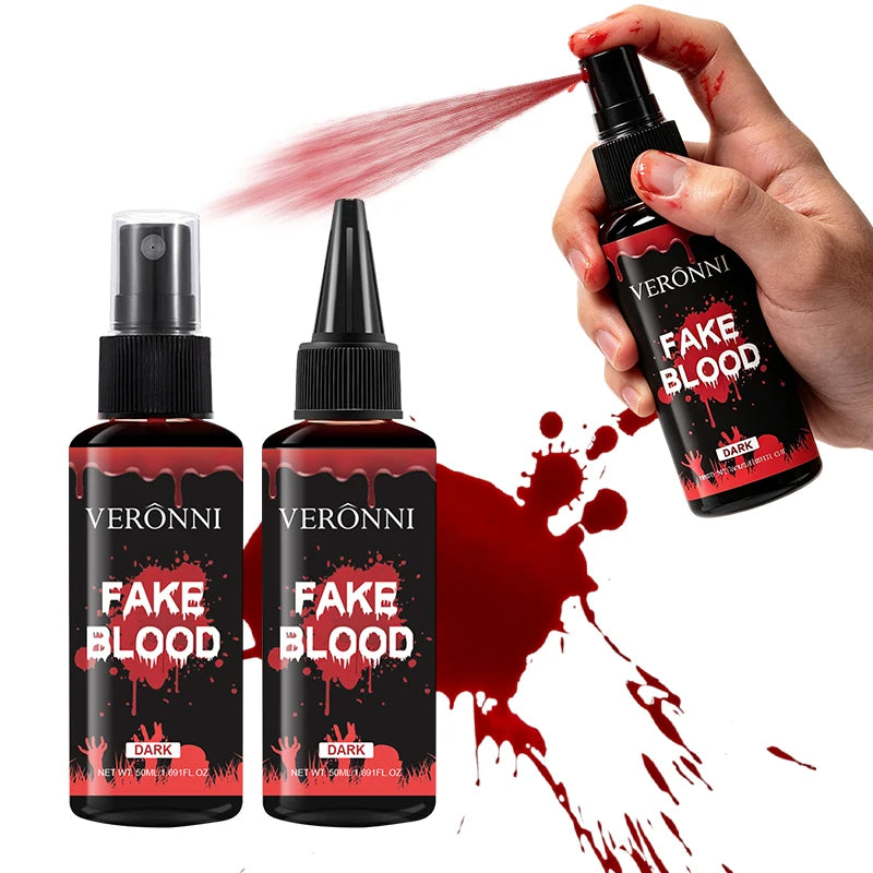 Fake Blood Spray - Washable, Long-Lasting Horror Makeup for Halloween & Cosplay