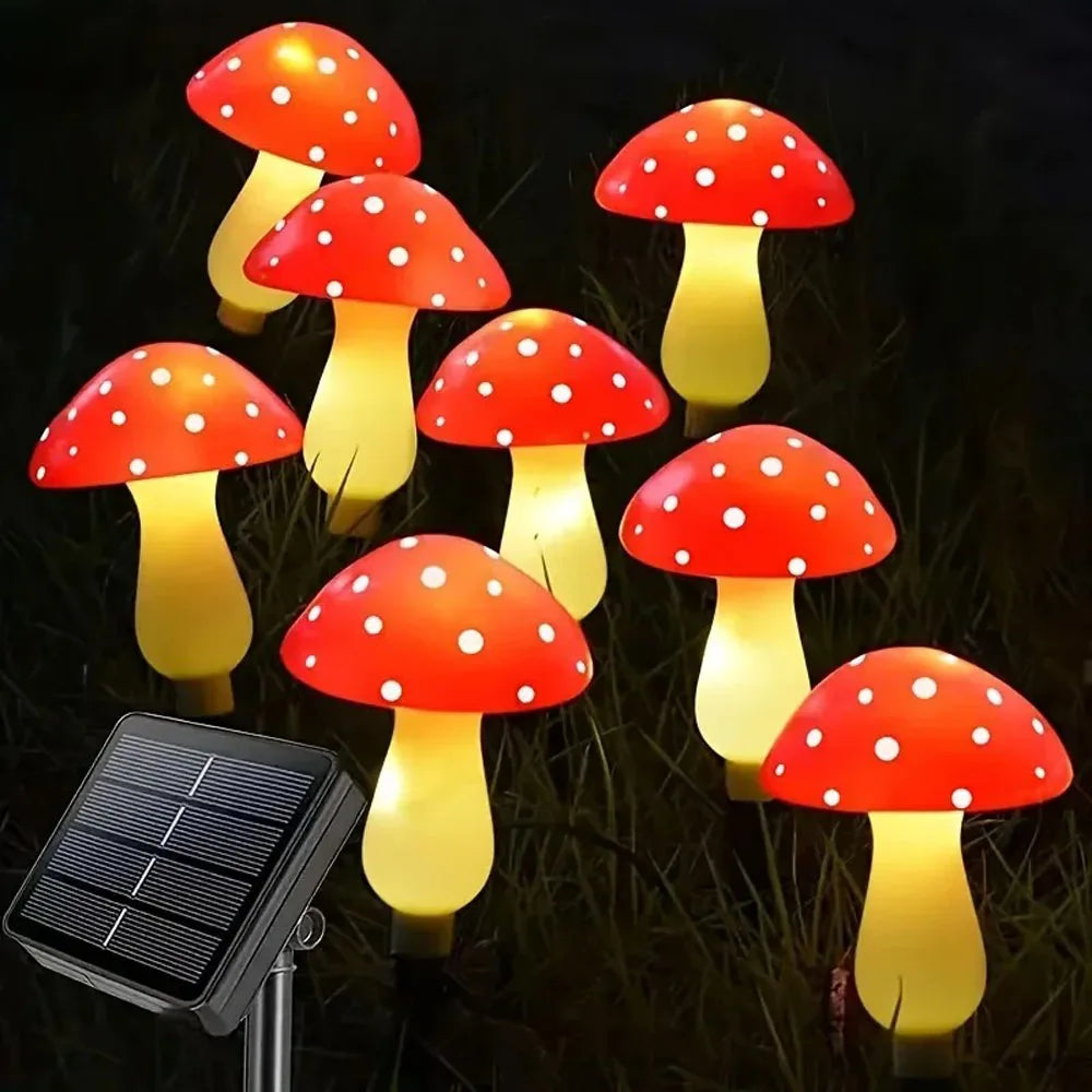Solar Mushroom Garden Lights - 8 Modes Waterproof Outdoor Yard Decor