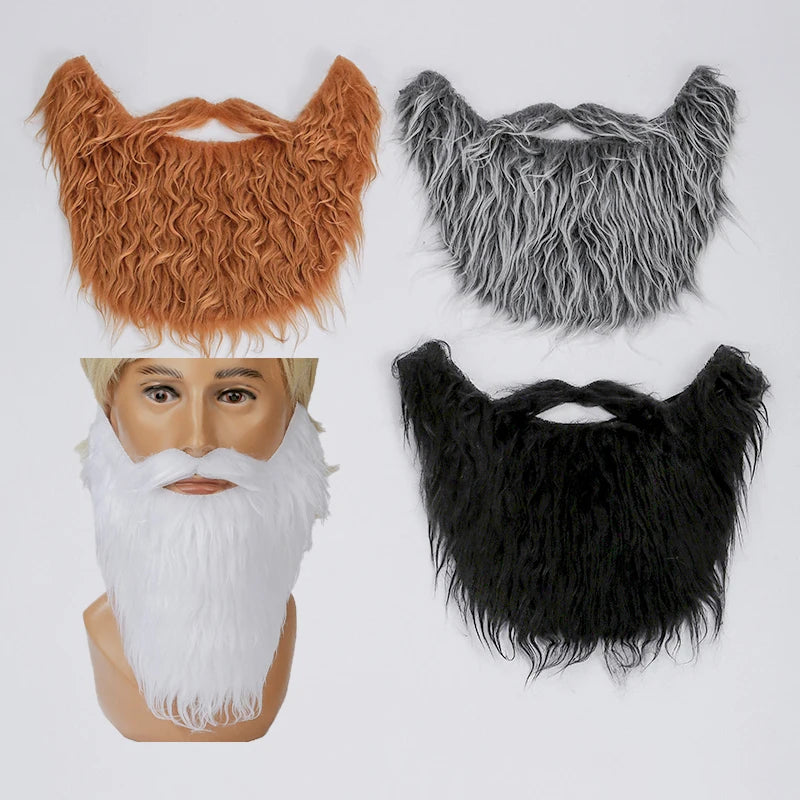 Fake Beard Mustache for Halloween Cosplay - Synthetic Facial Hair for Santa Viking Dwarf