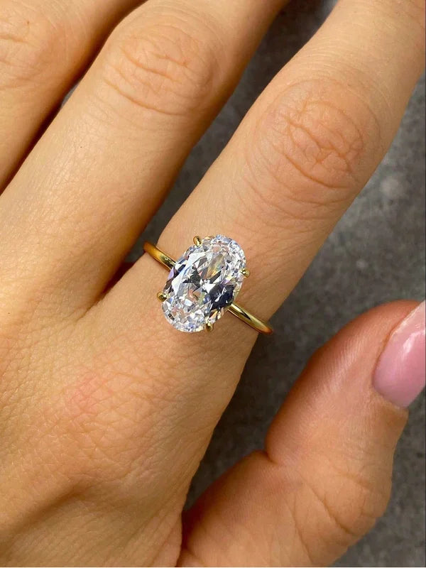 925 Sterling Silver Zircon Oval Engagement Ring for Women - High-Quality Fine Jewelry