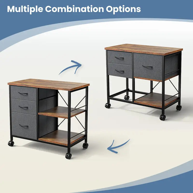 Movable Living Room Storage Cabinet with Fabric Drawers and Steel Frame - Multiple Colors