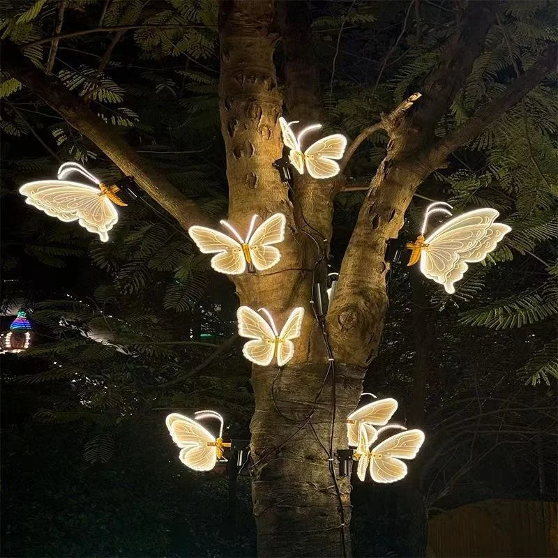 Outdoor Butterfly LED String Lights for Holiday & Festive Decor - Dynamic & Static