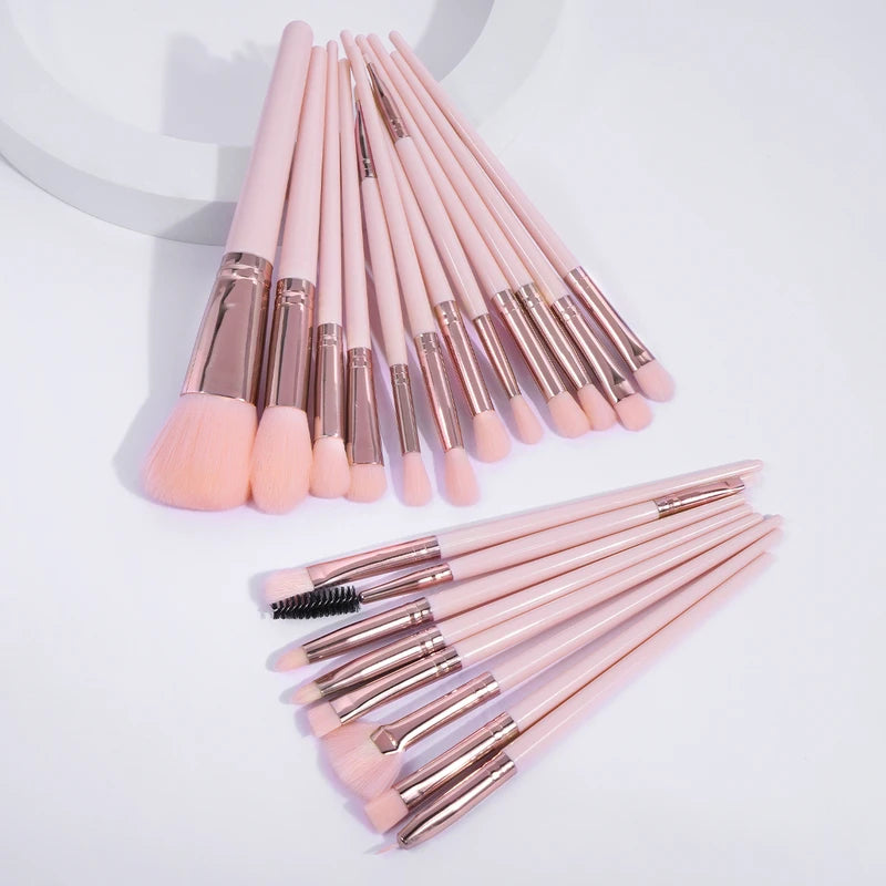 20-Piece Makeup Brush Set with Cushion Puffs - Professional Synthetic Fiber Tools
