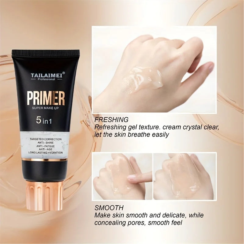 Waterproof Transparent Gel Makeup Primer - Full Coverage Matte Foundation with Color Retention