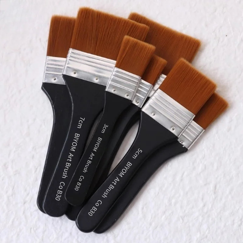 Nylon Painting Brush Set - Hand-Painted Acrylic, Oil & Gouache Brushes