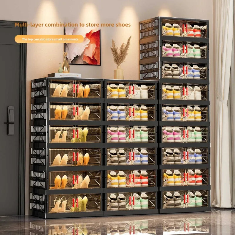 Multi-Layer Door Shoe Rack - Foldable Wall-Mounted Shoe Storage Organizer