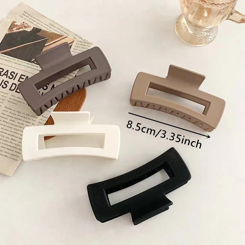 4-Pack Women Hair Claw Clips Solid Color Big Square & Rectangle Hair Accessories